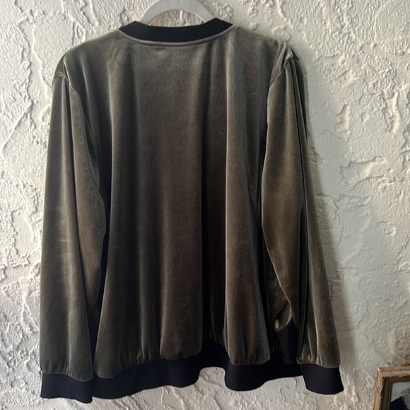 Green Velour Zip Up Jacket - Picture 2 of 4
